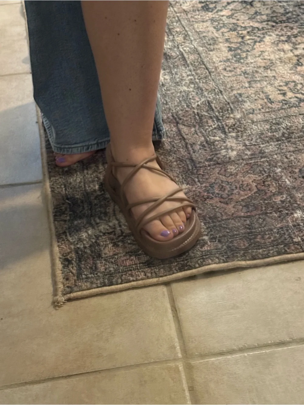 Olivia Miller Taupe Brownish purple Strappy Slingback Sandals